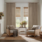 Latte Brown Pinch Pleated Thick Linen Semi Sheer Curtains 108 Inches Long | - Image 9