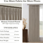 Extra Long Semi Sheer Linen Pleat Curtains Burlywood Birch 126 Inch Long | - Image 5