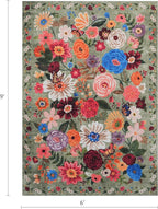 Green Floral Washable Area Rug 6x9 - Image 2