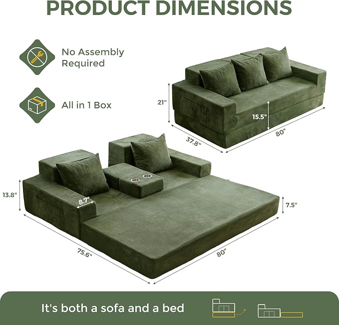 MAXYOYO Convertible Sofa Bed, Folding Sleeper Chair - Image 2