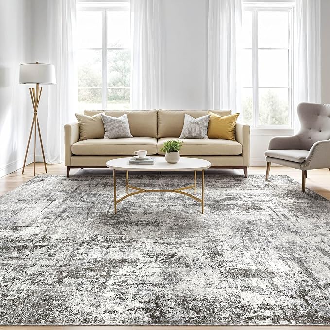 LOONGRUG 6x9 Area Rugs Washable Neutral Modern Living Room Rug Grey Black | - Image 5