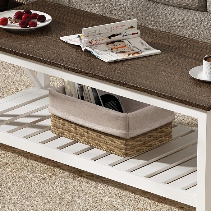 ChooChoo Farmhouse Coffee Table, Rustic Vintage Living Room Table - Image 5
