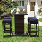 Tangkula 5 Piece Outdoor Rattan Bar Set, Patio Bar Furniture - Image 3