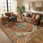 RELEANY Washable Area Rug, Water Repellent, Pet Friendly, Vintage Floral Boho by RELEANY