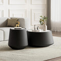 Modern Marble Nesting Coffee Table Set of 2, 26.77" Cup Shaped Coffee and End by Henf