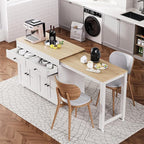 74.5 Inch Kitchen Island with Extendable Dining Table, Rolling Kitchen Island by Unknown
