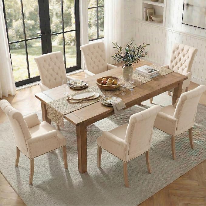 Modern Upholstered Fabric Dining Chairs Set of 2, Accent Chairs - Image 4