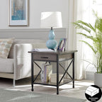 Leick Home 23007 Chisel & Forge One Drawer X Design Mixed Metal and Wood Side - Image 5