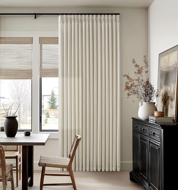 Farmhouse 94 Inch Light Filter Beige Tan Linen Pinch Pleated Curtains 50x94 | - Image 7