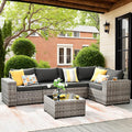 ovios 6 Pieces Patio Furniture Set, Outdoor Wicker Sectional Sofa by OVIOS