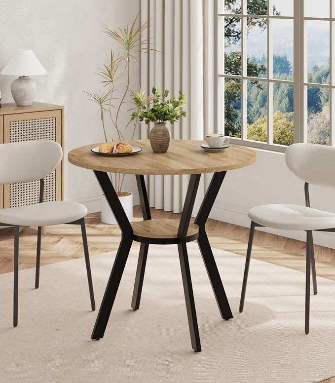 Round Kitchen Tables for 2-4, 31.5" Small Dining Tables by MECHYIN