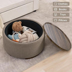29.5 Inch Round Storage Ottoman Coffee Table, Modern Circle Coffee Table - Image 4