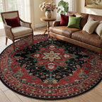 RELEANY Washable Area Rug, Round 6ft, Water Repellent, Pet Friendly, Vintage by RELEANY