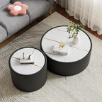 SSLine Round Drum Coffee Table Set of 2 Modern Sintered Stone Top Nesting - Image 4