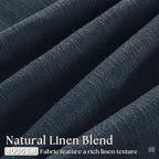 Navy 90 Inch Linen Semi Sheer Curtains Pinch Pleated 2 Panels | Light Filtering - Image 3