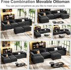 146" Cloud Couch Sectional, U Shaped Modular Sectional Sofa, 4-Seat Deep Seat - Image 6