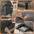 4 Piece Modern Corduroy Sofa Set, L-Shaped Sectional Couch - Image 7
