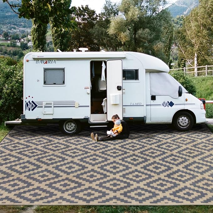 SAND MINE Reversible Mats, Plastic Straw Rug, Modern Area Rug, Large Floor Mat - Image 7