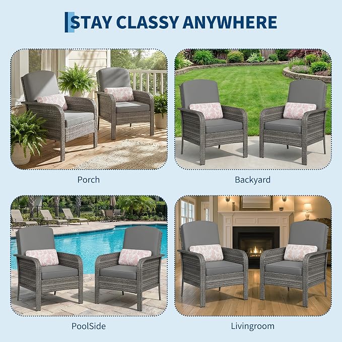 GarveeHome 2-Piece Outdoor Patio Furniture Set, All-Weather Rattan Chairs - Image 7
