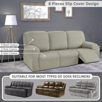 ULTICOR 8-Pieces Recliner Sofa Covers, Yarn Dyed Stretch Reclining Couch Covers - Image 5