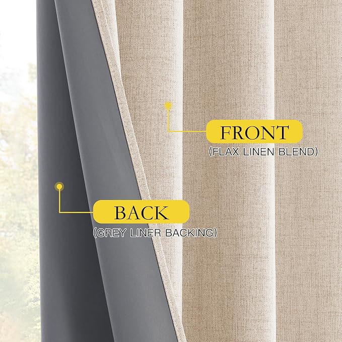 NICETOWN 100% Blackout Curtains 63 inch Length, Rod Pocket & Back Tab Thermal - Image 4