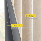 NICETOWN Beige Full Blackout Back Tab Linen Curtains 84" Long 2 Panels Set - Image 3