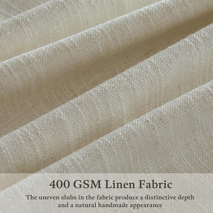 Beige Linen Pleated Light Filtering Curtains - Image 3