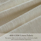 Neutral Beige Linen Pleated Light Filtering Curtains 84 Inches Long 2 Panel | - Image 3