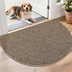 BEQHAUSE Dirt Trapper Door Mat 26" x 40" Half Circle Non Slip Rugs, Taupe | by BEQHAUSE