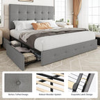 Allewie Upholstered Queen Size Platform Bed Frame - Image 6