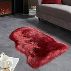 AMTOVO Faux Fur Rug, Burgundy Small Area Rug, Fluffy Sheepskin Rug, Fuzzy Ultra - Image 5