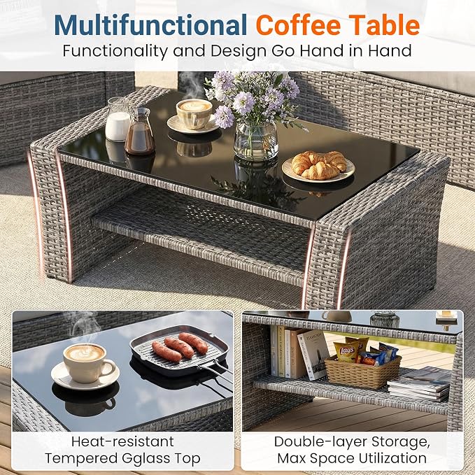 Wisteria Lane Patio Furniture Set, Wicker Outside Outdoor Furniture - Image 6