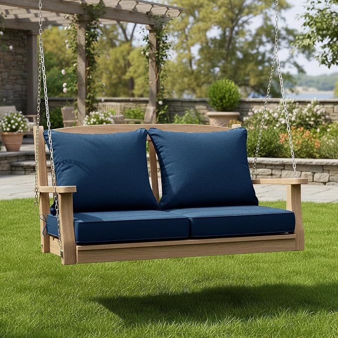 Summsun Outdoor Chair Cushions, Faux Linen Backrest and Deep Seat Cushion Set - Image 2