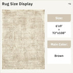 Soalmost 6x9 Area Rug for Living Room Washable Non-Slip Rugs Light Brown | - Image 4