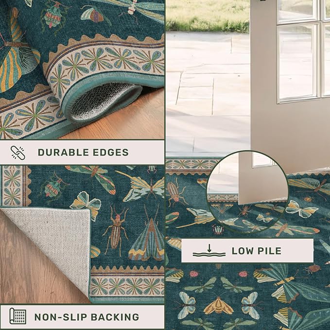 Green Runner Rug 2'6"x10', Washable Boho Hallway Carpet - Image 4