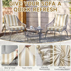 CALBODE 8 Pcs Outdoor Seat Cushion Covers, Striped Stretch Chair Seat Cover - Image 4
