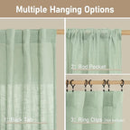 40 Inch Length Linen Curtains for Small Windows Over Silk 2 Panels | Semi Sheer - Image 3