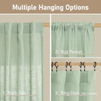 95 Inches Long Fresh Green Linen Curtains - Image 2