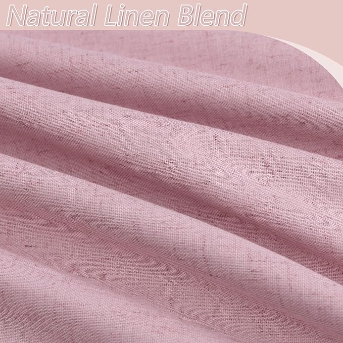 Rose 100% Blackout Linen Curtains 96 Inch Length 2 Panels Set - Image 3