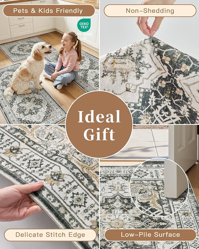 Madane Washable Kitchen Rug Set of 3 Small Area Rugs Non-Slip - Image 6
