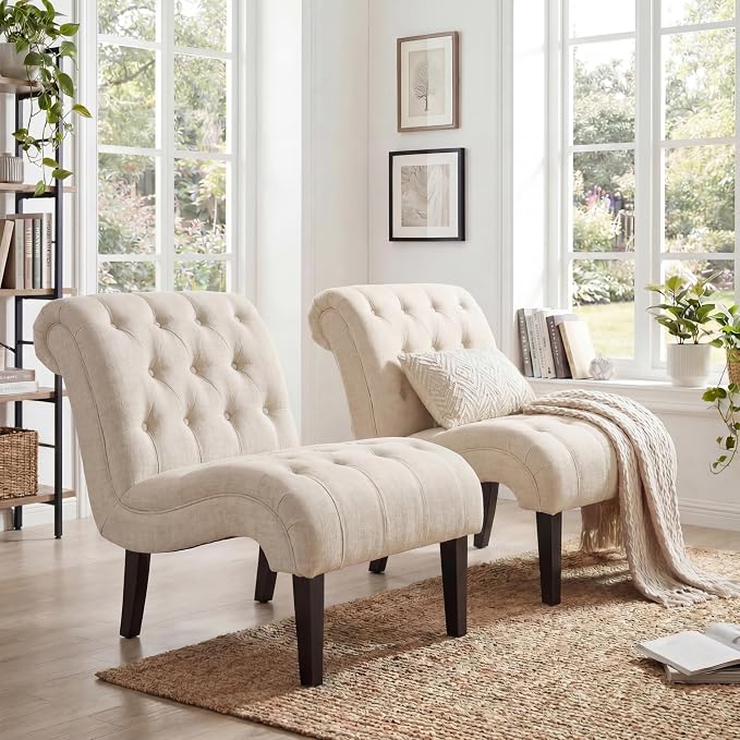 Accent Chairs Set of 2 Mid Century Modern Tufted Upholstered Chair by lightupyourlife