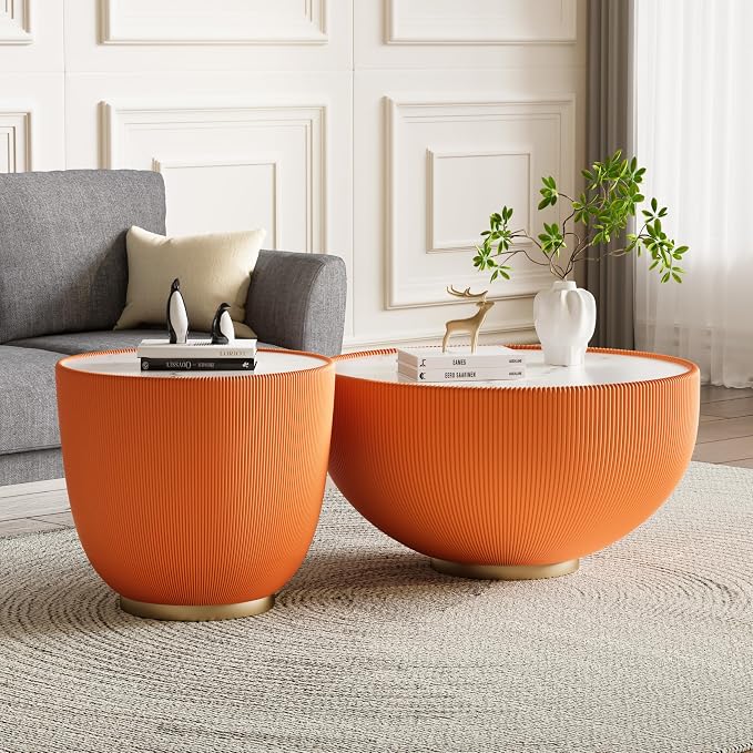 SSLine Bowl-Shape Small Coffee Table Modern Sintered Stone Top Coffee Table in - Image 5