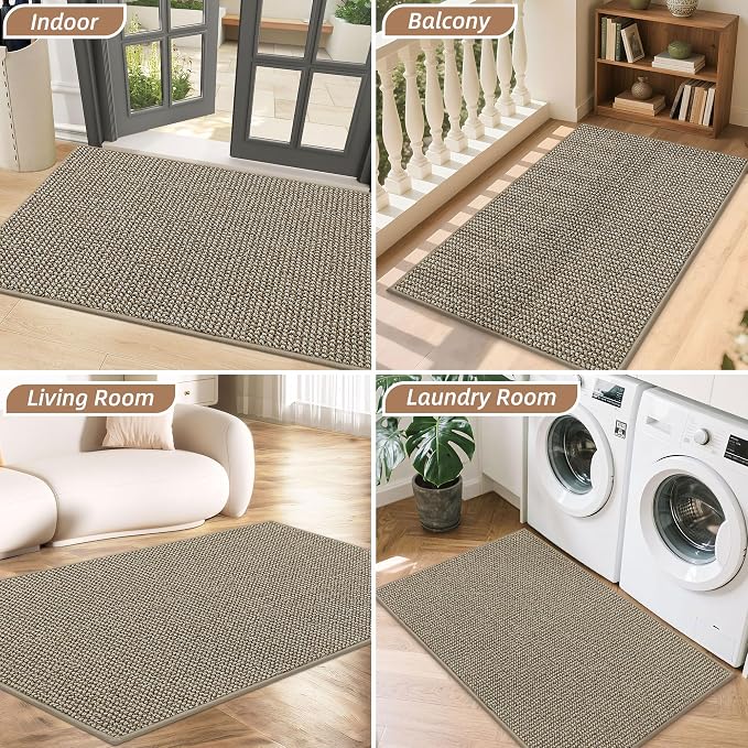 BEQHAUSE Dirt Trapper Door Mat 36" x 60", Non-Slip Washable, Light Beige | - Image 8