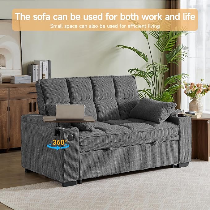 Auvsoce 65'' Chaise Lounge Chair Indoor, 3-in-1 Convertible Sofa Bed - Image 5