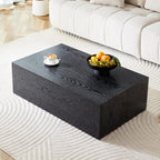 39.3'' Wood Coffee Table with Black Wood Grain, Rectangular Low Tables by KTRolster