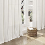 Cream Linen Back Tab Rod Pocket Curtains 56 Inch Length - Image 6