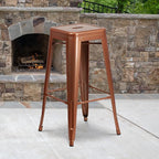 Flash Furniture Commercial Grade 30" High Backless Copper Indoor-Outdoor - Image 2