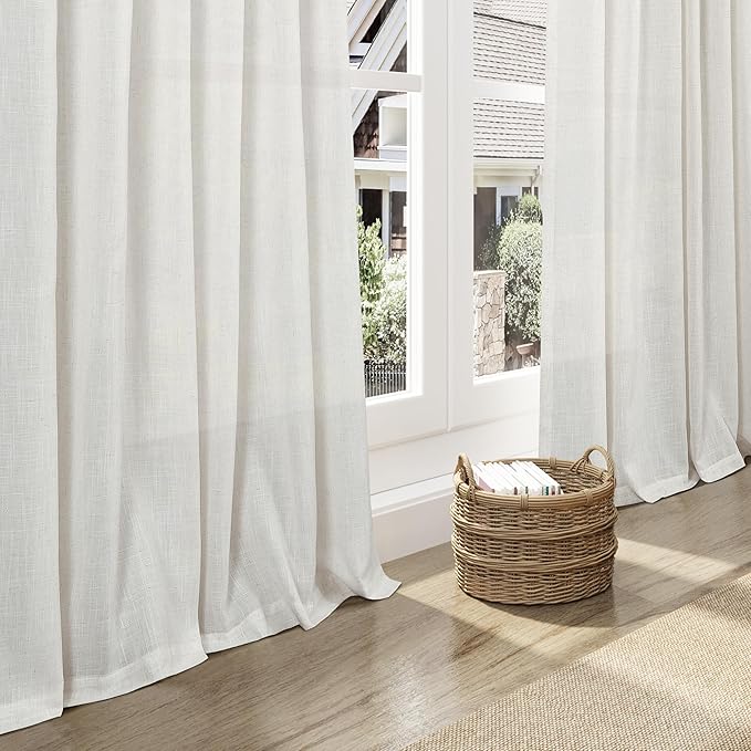 Natural Linen Curtains 84 Inch Length 2 Panels Set - Image 5