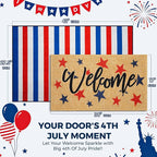 2 Pcs Patriotic Door Mat Set for 4th of July Front Porch Decor, Layered - Image 2