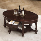 Merax 45" Vintage Oval Rubber Wood Coffee Table - Image 7